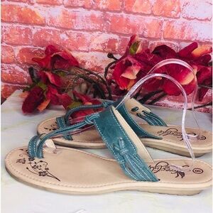 Freestyle South Africa Teal Leather Women's Comfort Thong Sandals
